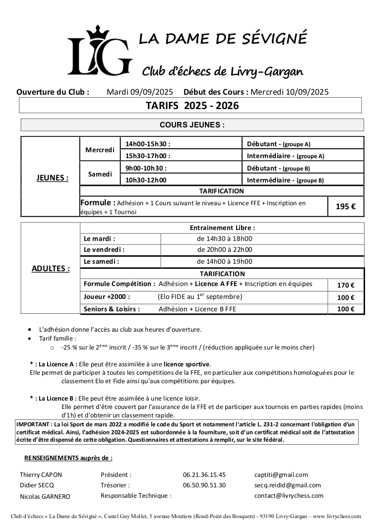 Aperçu bulletin de tarif